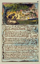 „Der kleine Schwarze Junge“, Tafel 8 (Bentley 9), aus „Lieder der Unschuld und der Erfahrung“ (Bentley-Exemplar L), 1789-94